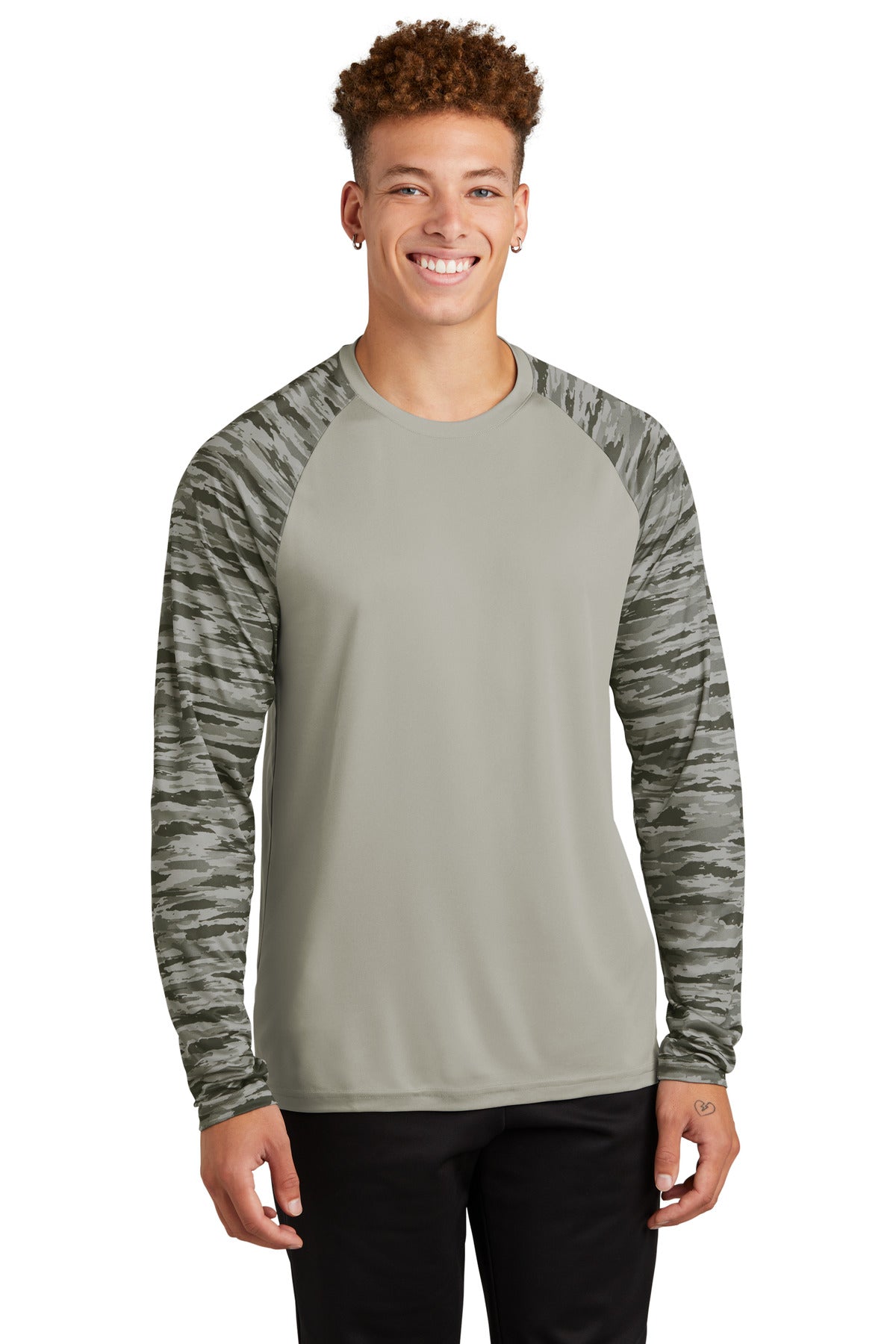 Sport-Tek ST376LS Drift Camo Colorblock Long Sleeve Tee