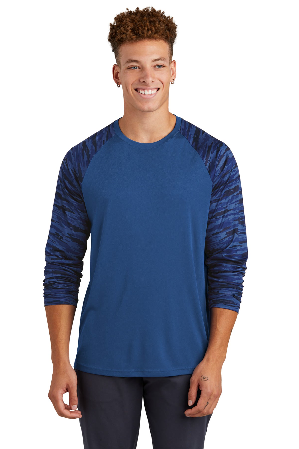 Sport-Tek ST376LS Drift Camo Colorblock Long Sleeve Tee