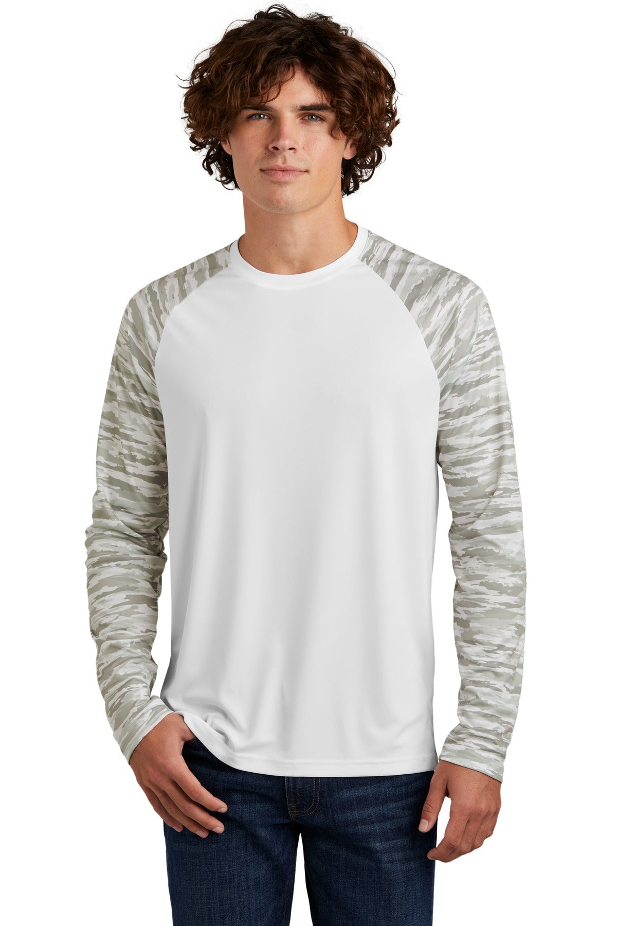 Sport-Tek ST376LS Drift Camo Colorblock Long Sleeve Tee