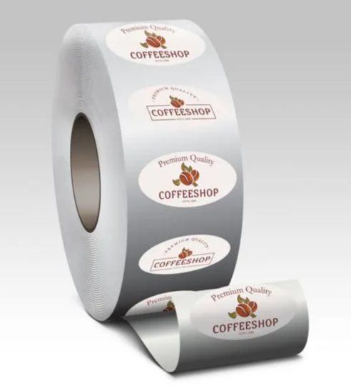 White BOPP Oval Roll Label