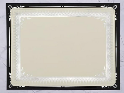 Single Silver Foil Award Certificate with Black Certificate Holder and Silver Foil Seal