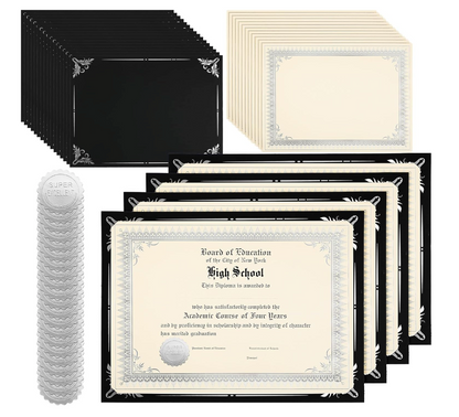 Single Silver Foil Award Certificate with Black Certificate Holder and Silver Foil Seal