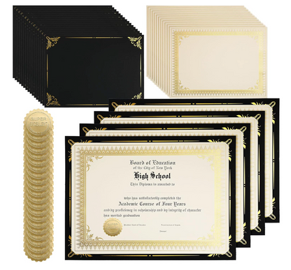 Single Silver Foil Award Certificate with Black Certificate Holder and Silver Foil Seal