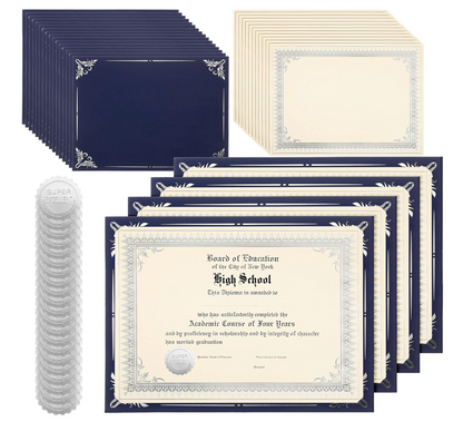 Single Silver Foil Award Certificate with Black Certificate Holder and Silver Foil Seal