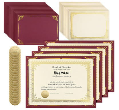 Single Silver Foil Award Certificate with Black Certificate Holder and Silver Foil Seal