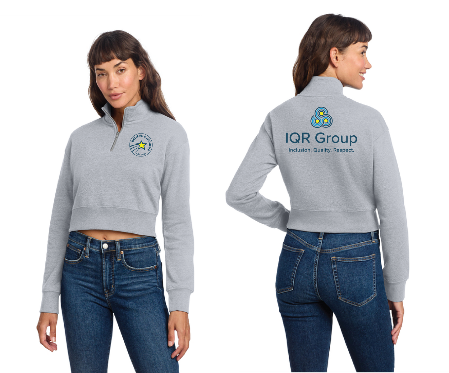 Believe & Achieve Women's Zip Crop (IQR)