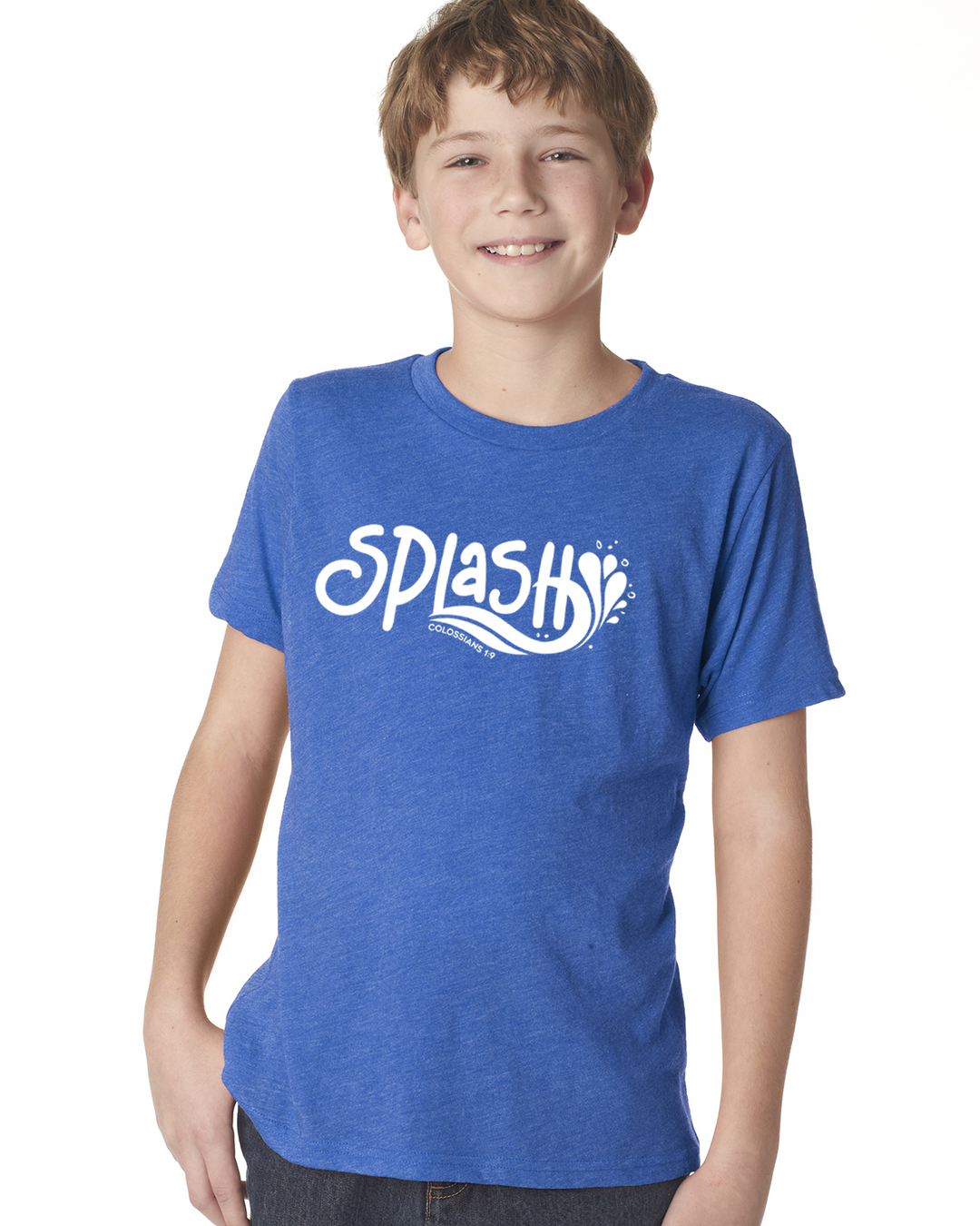 Youth Cotton Poly blend t-shirt in  Royal Blue Next Level 3312 - Splash