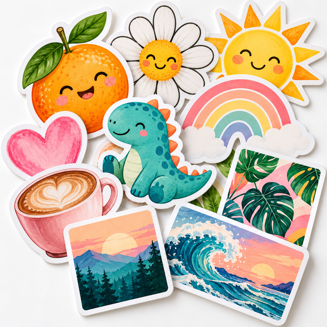 Cute colorful custom sticker design examples