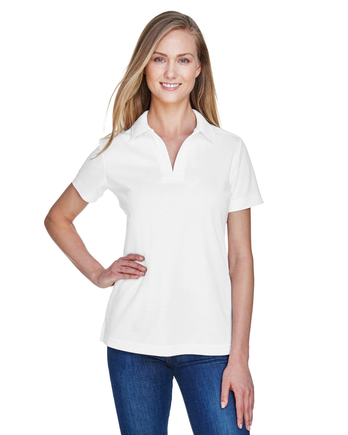 DG20W Devon & Jones CrownLux Performance® Ladies' Plaited Polo