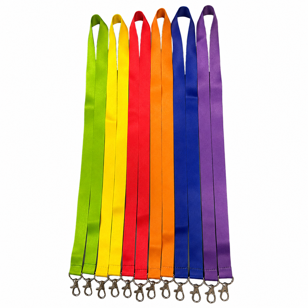Representative colorful lanyards with metal spring hooks