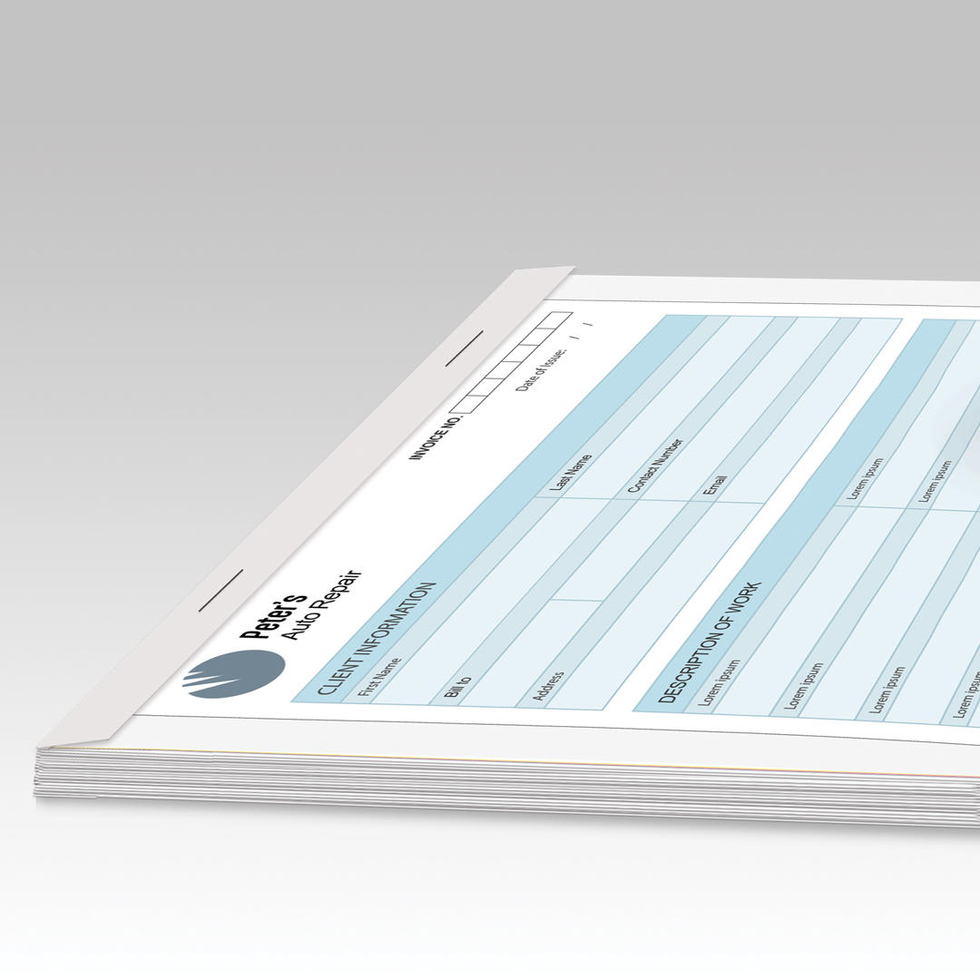 2-part NCR Form Pads w Wraparound Cover — pad detail