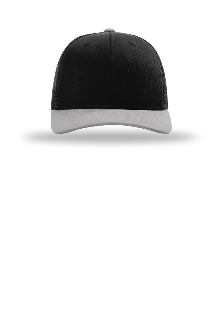 Richardson Trucker Cap 112 — Black/ Black/ Light Grey — front