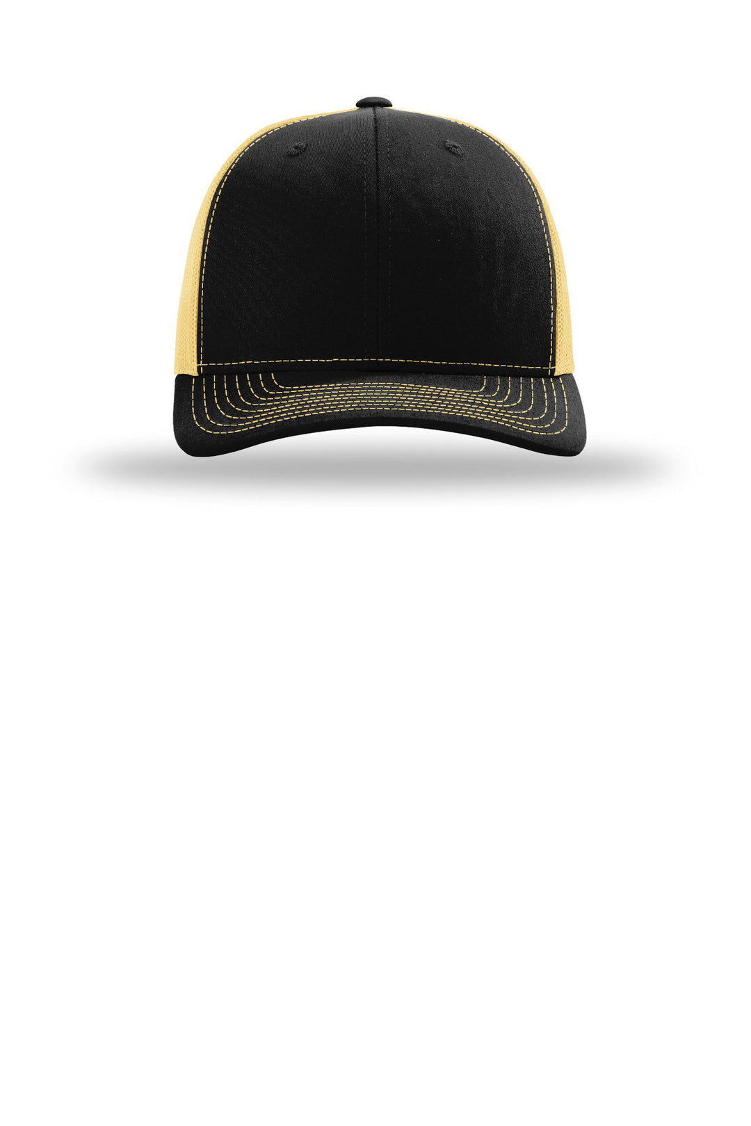 Richardson Trucker Cap 112 — Black/ Vegas Gold — front