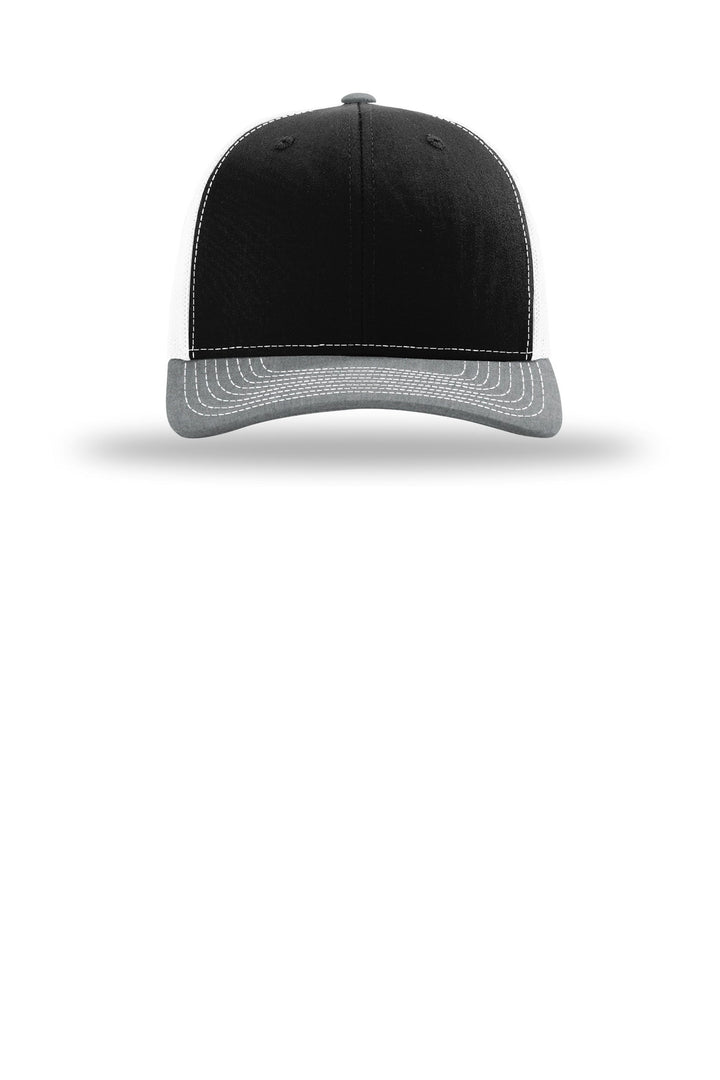 Richardson Trucker Cap 112 — Black/ White/ Heather Grey — front