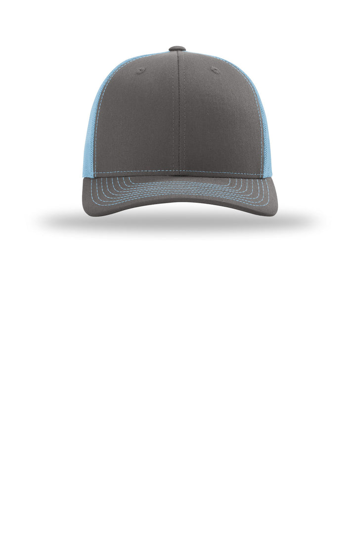 Richardson Trucker Cap 112 — Charcoal/ Columbia Blue — front