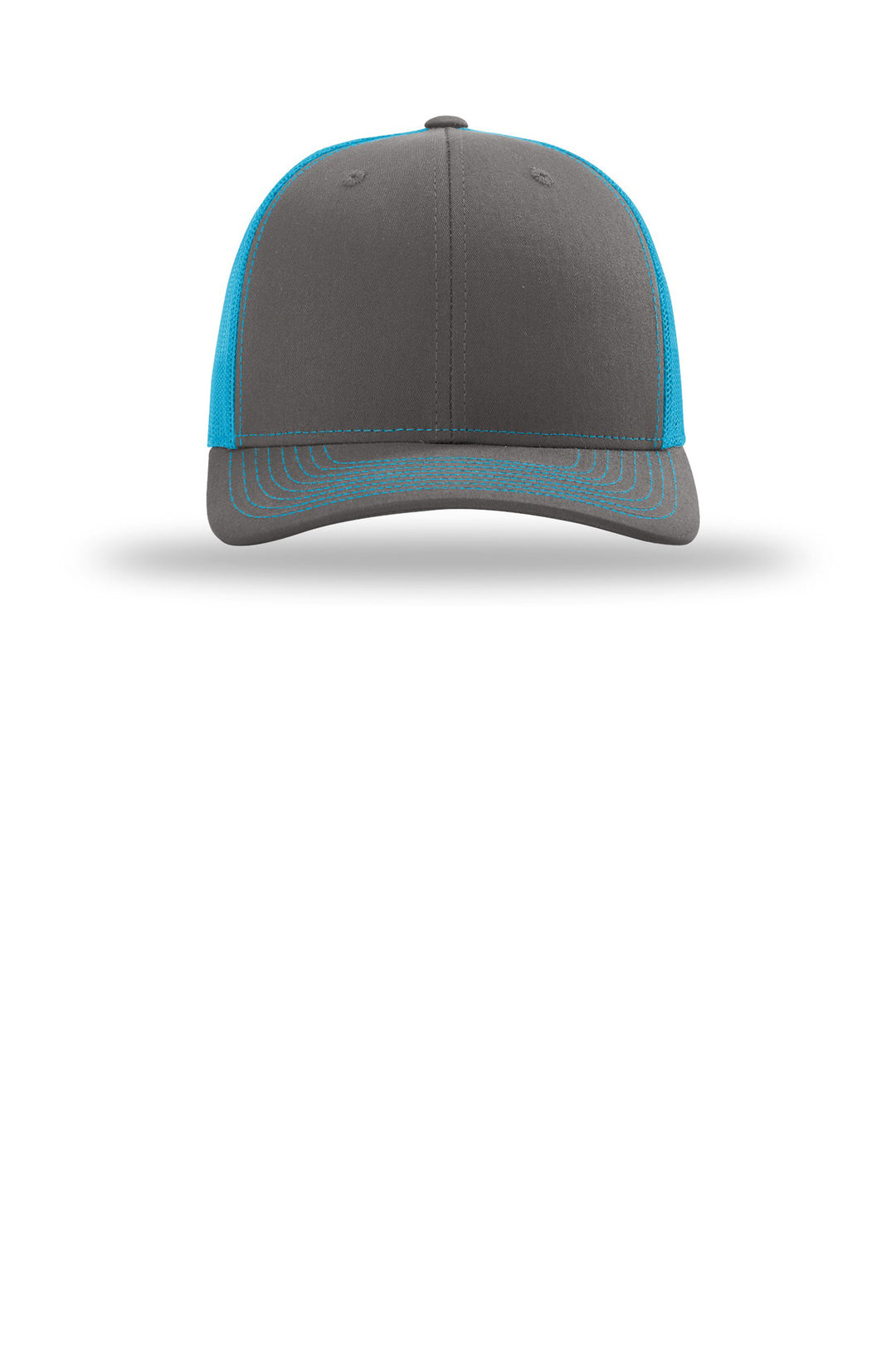Richardson Trucker Cap 112 — Charcoal/ Neon Blue — front