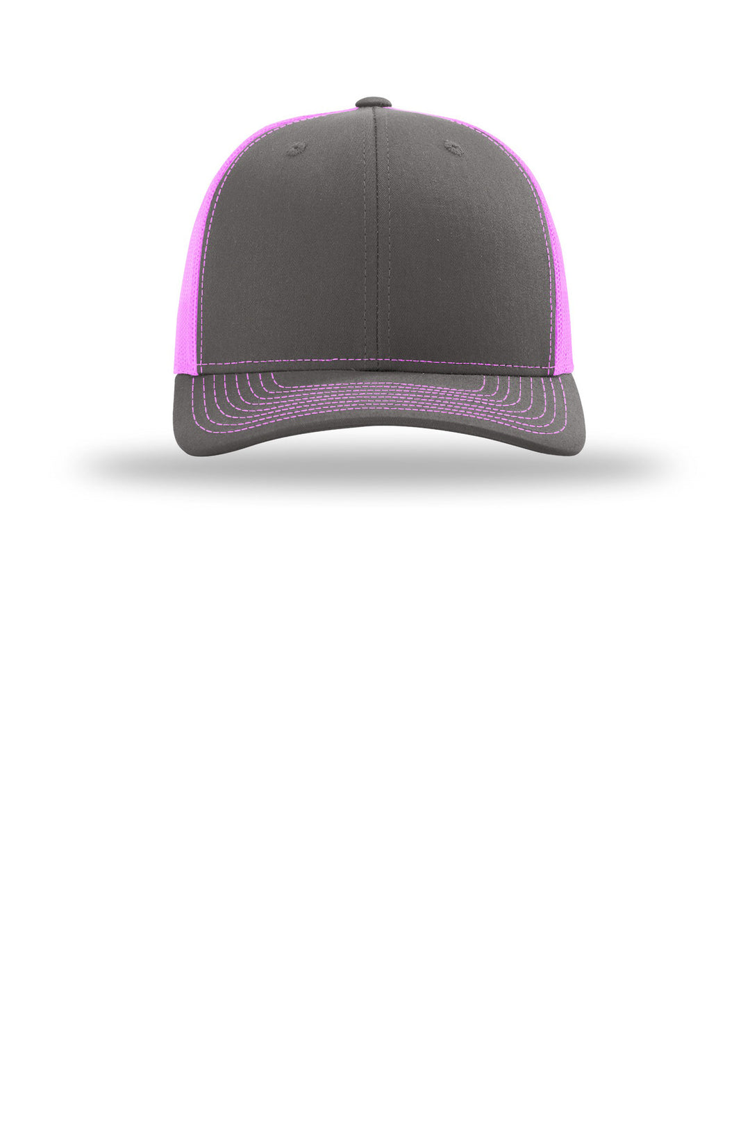 Richardson Trucker Cap 112 — Charcoal/ Neon Pink — front