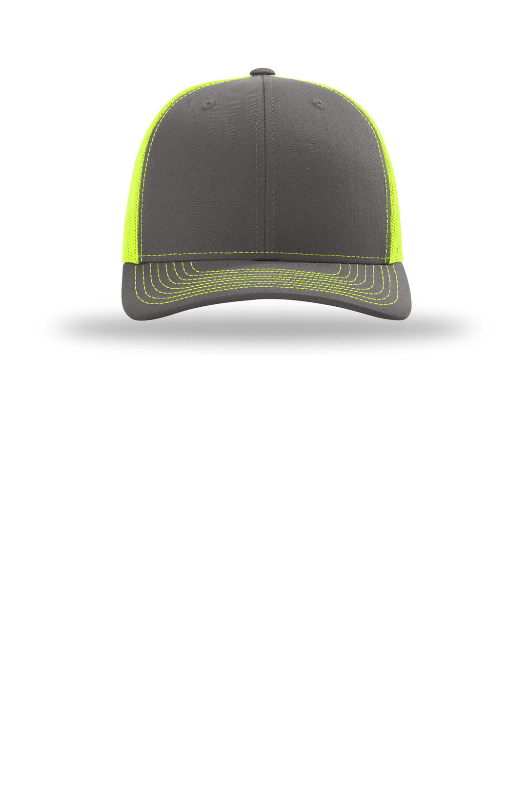 Richardson Trucker Cap 112 — Charcoal/ Neon Yellow — front