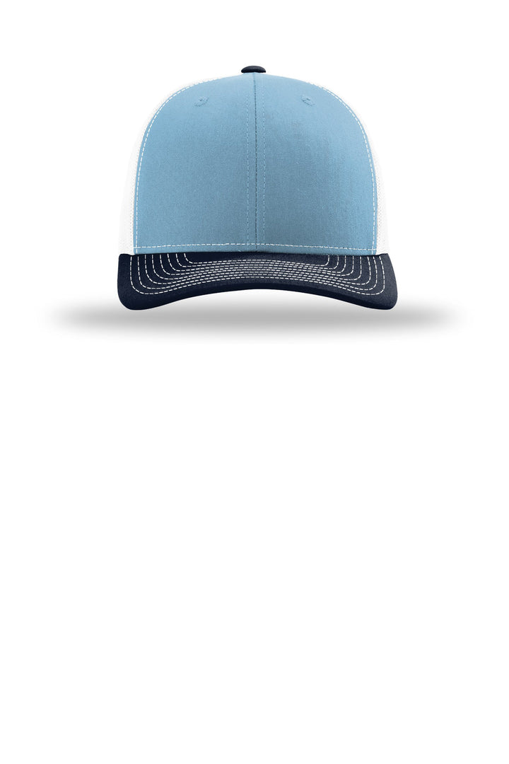 Richardson Trucker Cap 112 — Columbia Blue/ White/ Navy — front