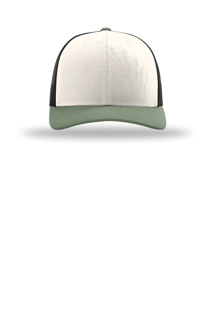 Richardson Trucker Cap 112 — Cream/ Black/ Loden — front
