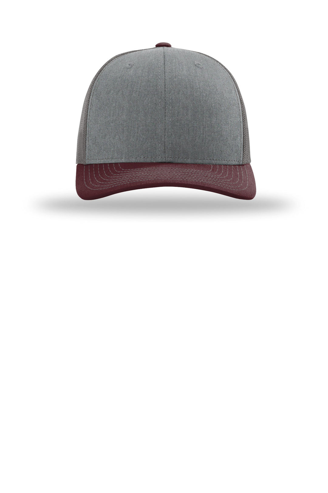 Richardson Trucker Cap 112 — Heather Grey/ Charcoal/ Maroon — front