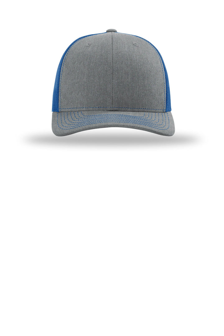 Richardson Trucker Cap 112 — Heather Grey/ Royal — front
