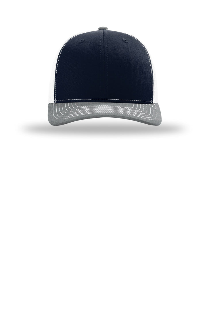 Richardson Trucker Cap 112 — Navy/ White/ Heather Grey — front