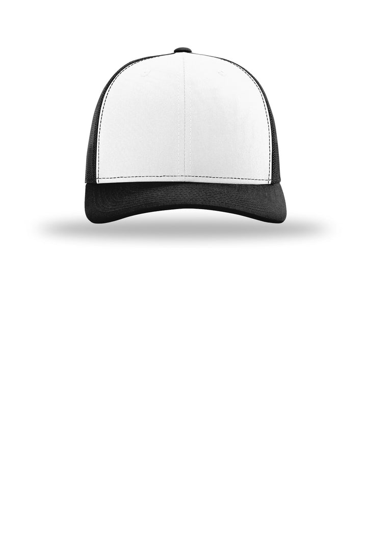 Richardson Trucker Cap 112 — White/ Black/ Black — front