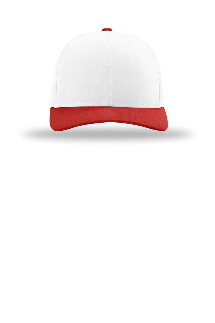 Richardson Trucker Cap 112 — White/ White/ Red — front