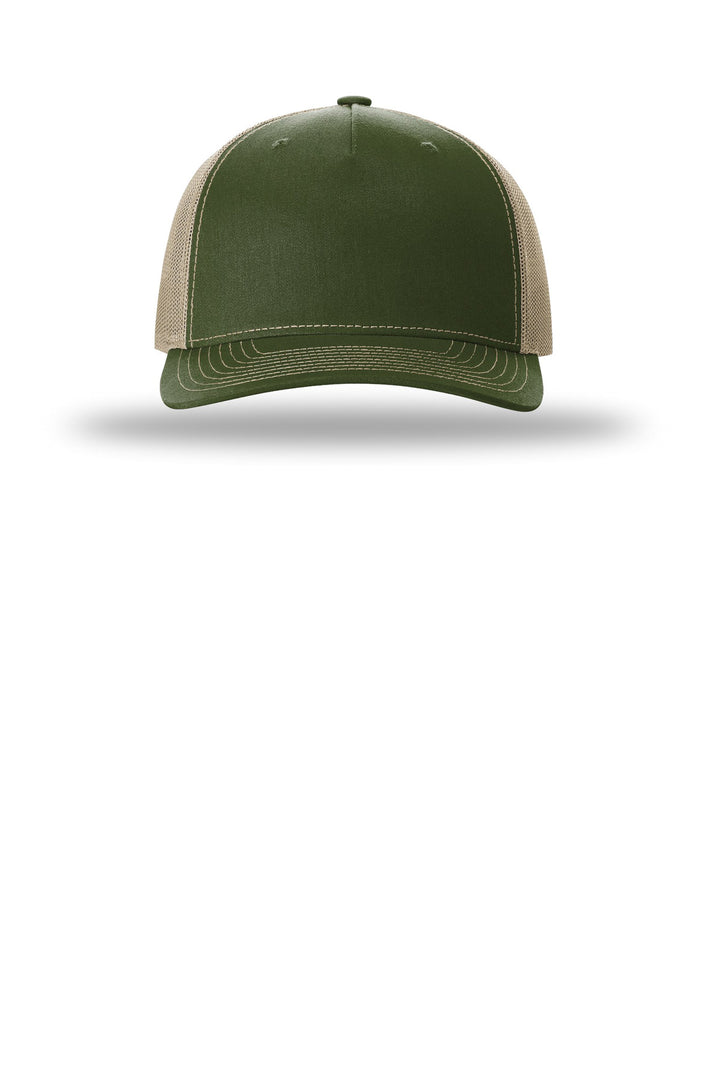 Richardson Five-Panel Trucker 112FP — Army Olive/ Tan — front