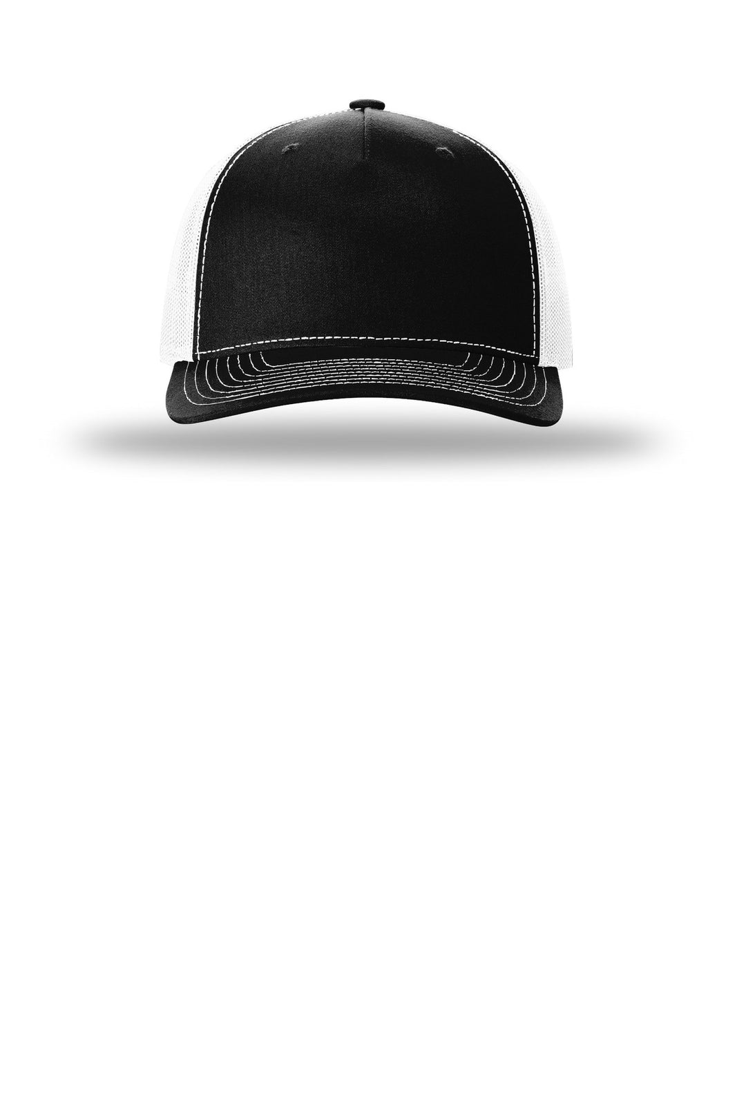 Richardson Five-Panel Trucker 112FP — Black/ White — front
