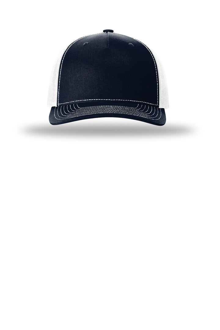 Richardson Five-Panel Trucker 112FP — Navy/ White — front