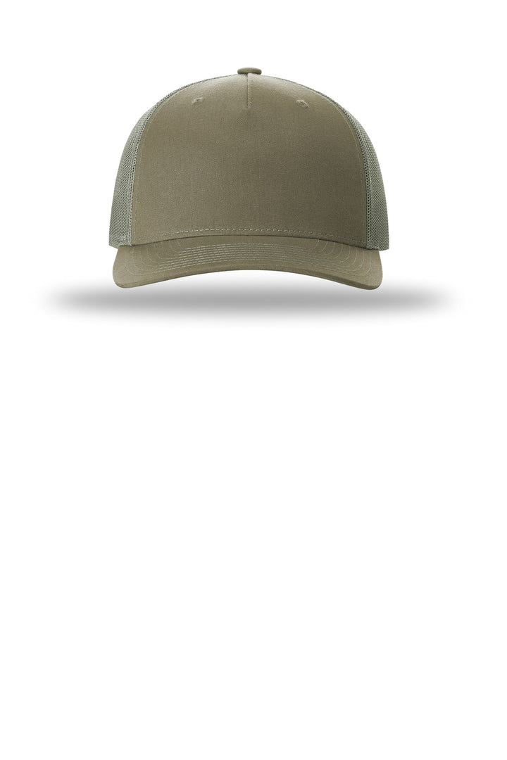 Richardson Five-Panel Trucker 112FP — Pale Khaki/ Loden — front