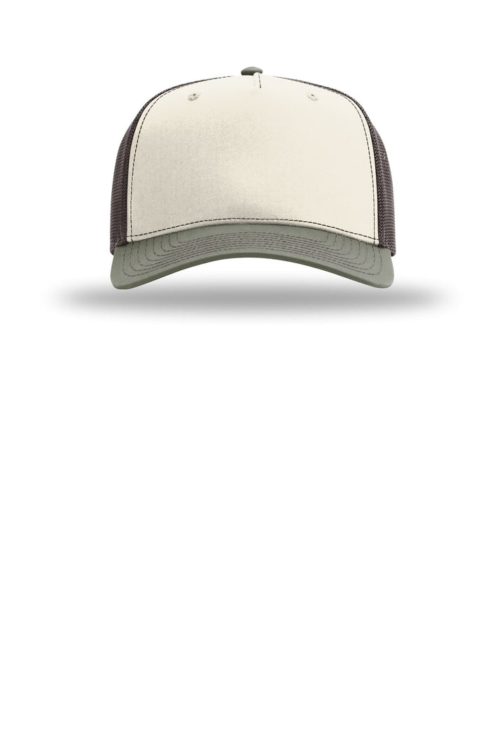Richardson Five-Panel Champ Trucker 112FPC — Birch/ Brown/ Loden — front