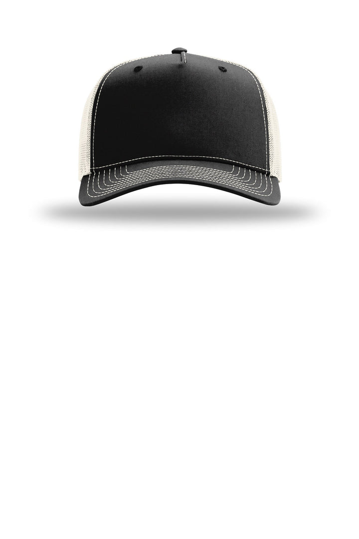 Richardson Five-Panel Champ Trucker 112FPC — Black/ Birch — front