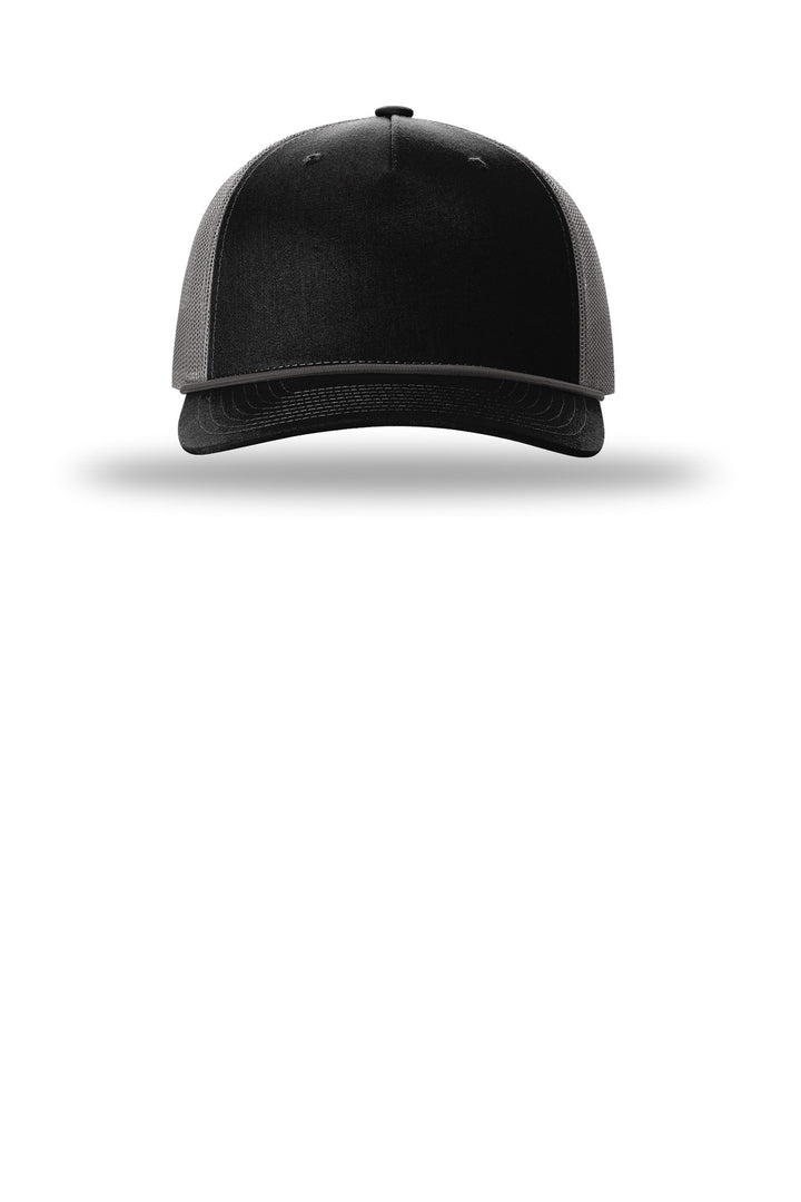 Richardson Five-Panel with Rope 112FPR — Black/ Charcoal/ Charcoal — front
