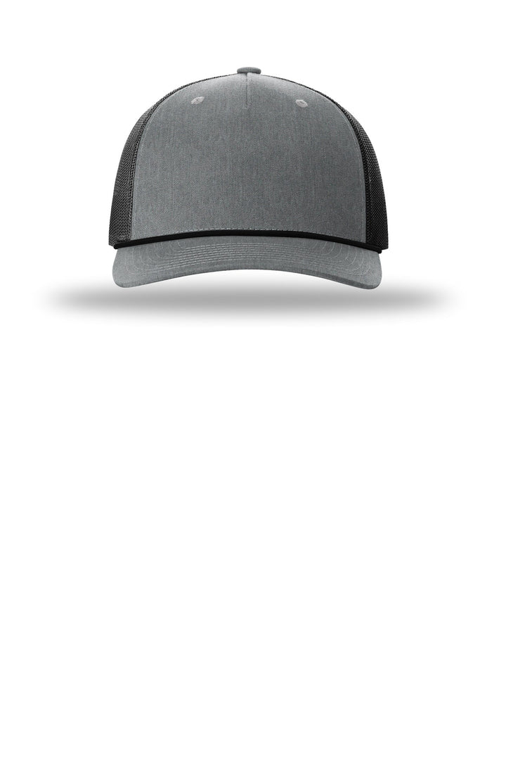 Richardson Five-Panel with Rope 112FPR — Heather Grey/ Black/ Black — front