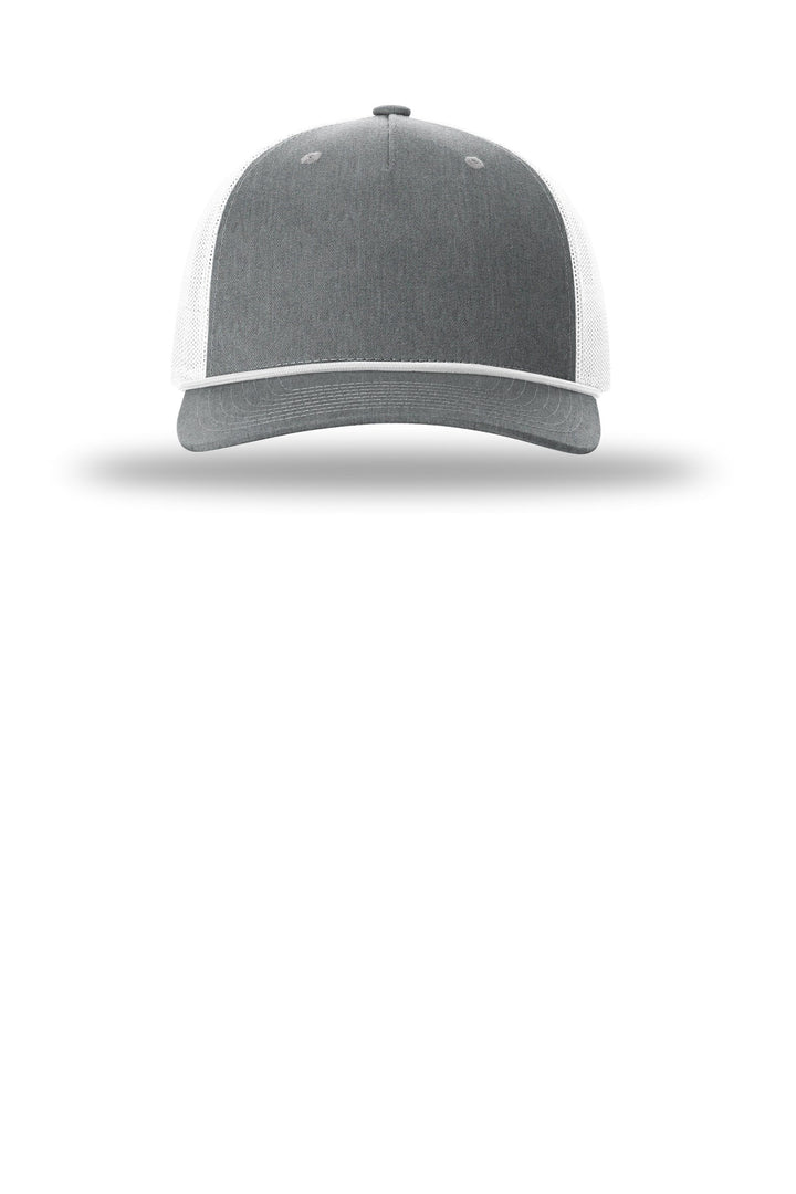 Richardson Five-Panel with Rope 112FPR — Heather Grey/ White/ White — front