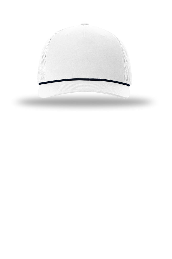 Richardson Five-Panel with Rope 112FPR — White/ Navy — front