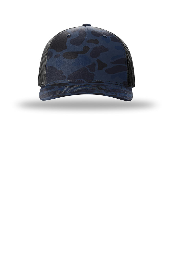 Richardson Printed Five-Panel Trucker 112PFP — Admiral Duck Camo/ Black — front