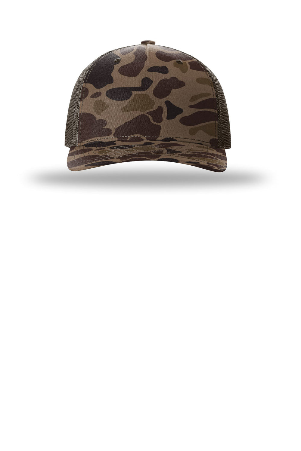 Richardson Printed Five-Panel Trucker 112PFP — Bark Duck Camo/ Brown — front