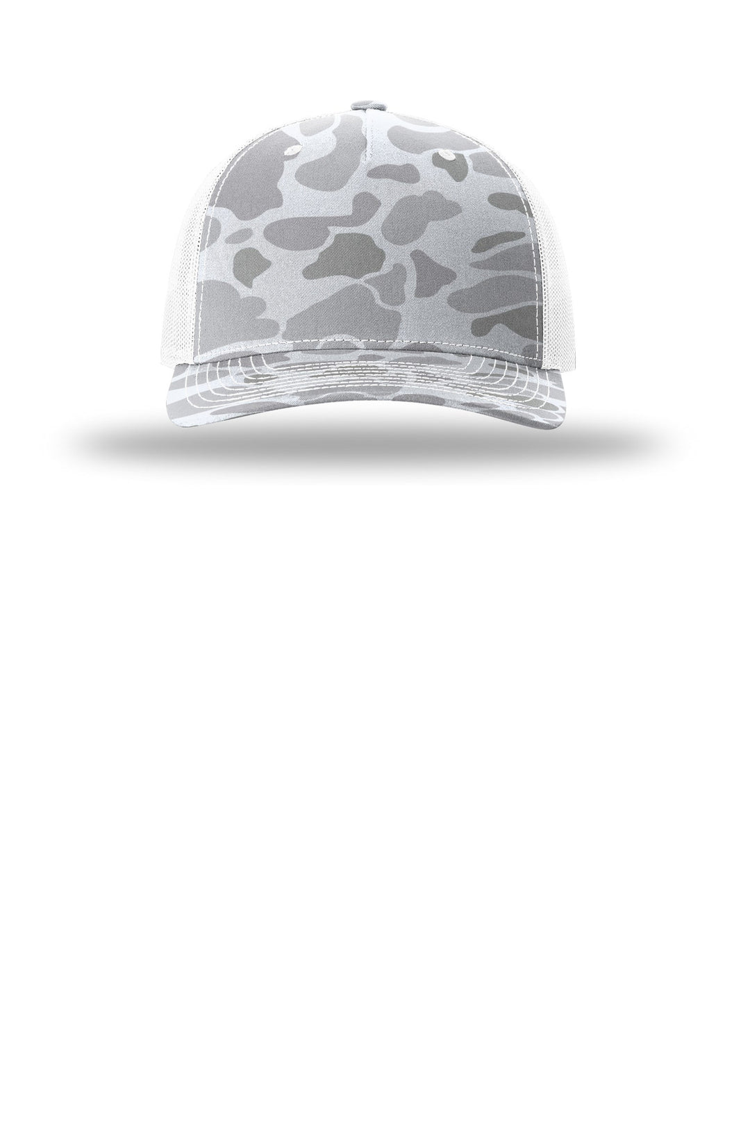 Richardson Printed Five-Panel Trucker 112PFP — Blizzard Duck Camo/ White — front