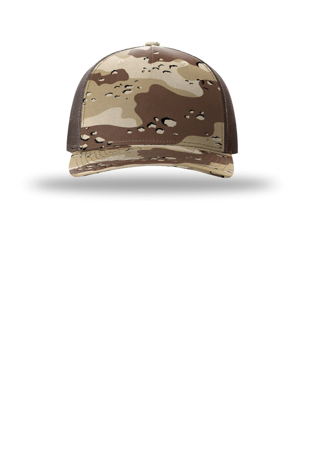 Richardson Printed Five-Panel Trucker 112PFP — Desert Camo/ Brown — front