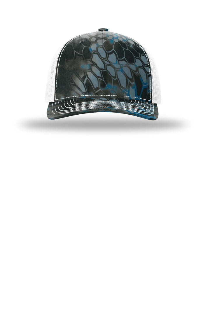 Richardson Printed Five-Panel Trucker 112PFP — Kryptek Neptune/ White — front