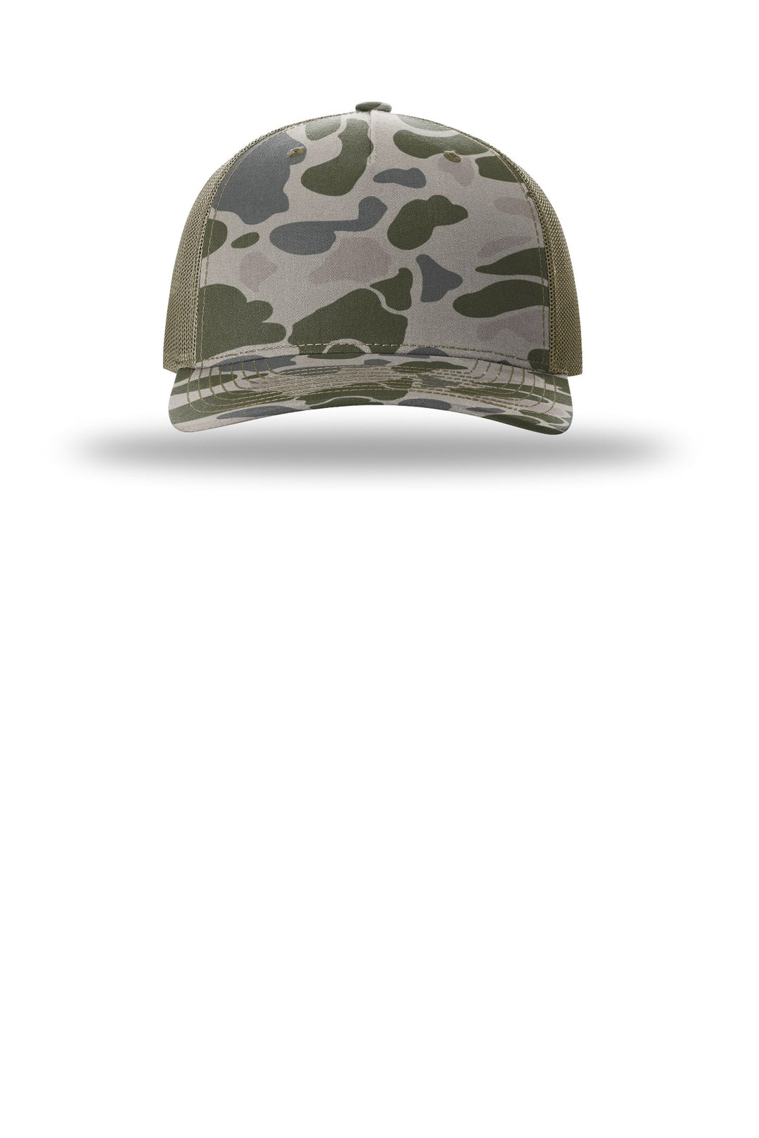 Richardson Printed Five-Panel Trucker 112PFP — Marsh Duck Camo/ Loden — front