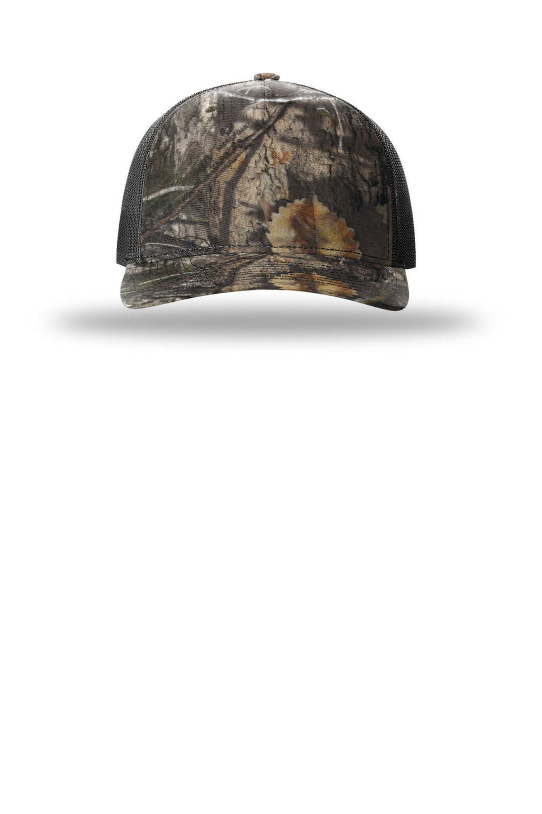 Richardson Printed Five-Panel Trucker 112PFP — Mossy Oak Country DNA/ Black — front