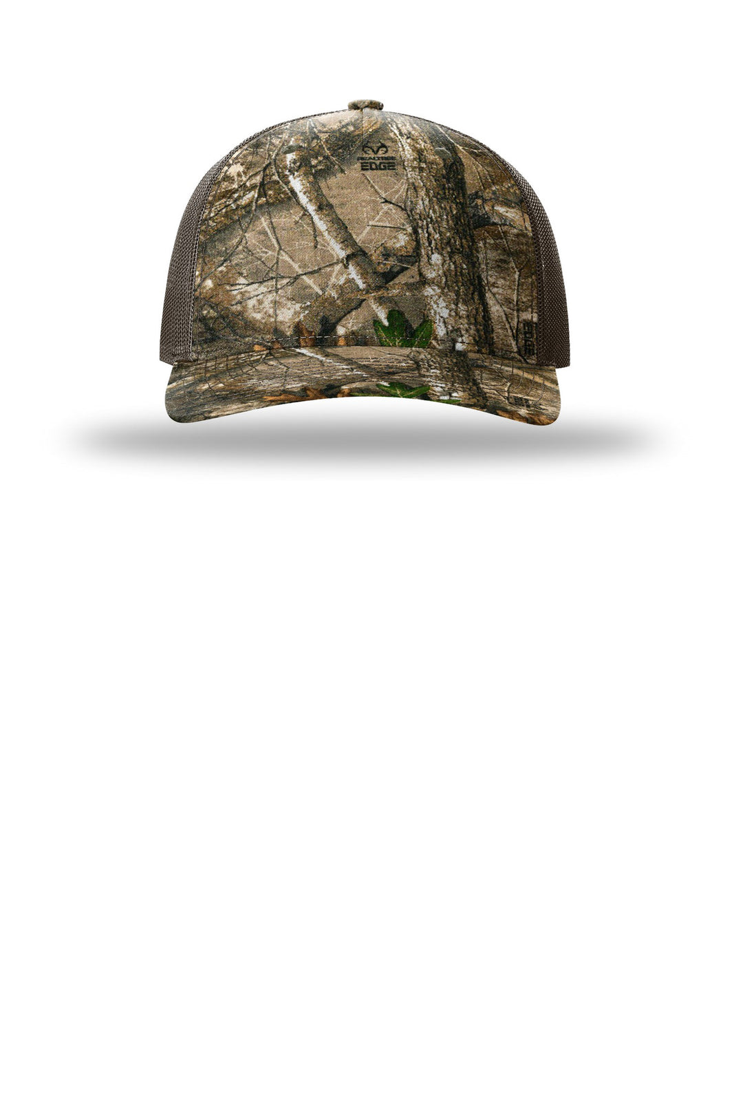 Richardson Printed Five-Panel Trucker 112PFP — Realtree Edge/ Brown — front