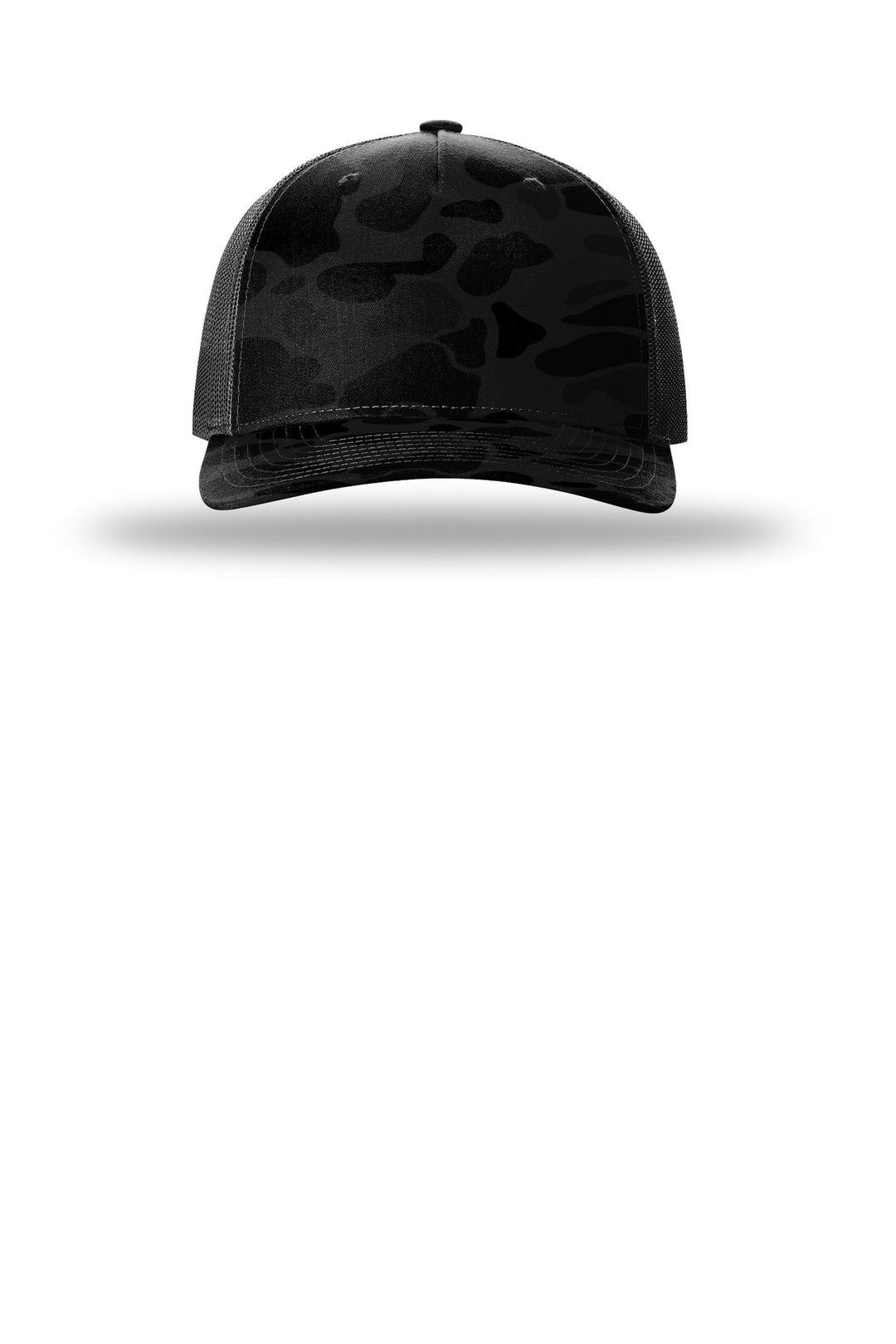 Richardson Printed Five-Panel Trucker 112PFP — Sable Duck Camo/ Black — front