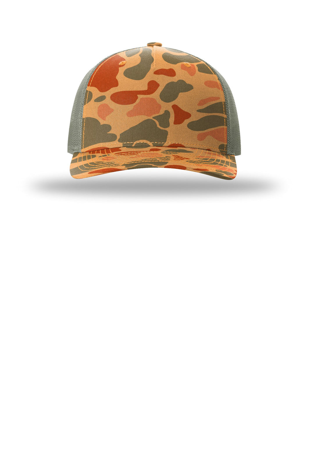 Richardson Printed Five-Panel Trucker 112PFP — Sienna Duck Camo/ Loden — front