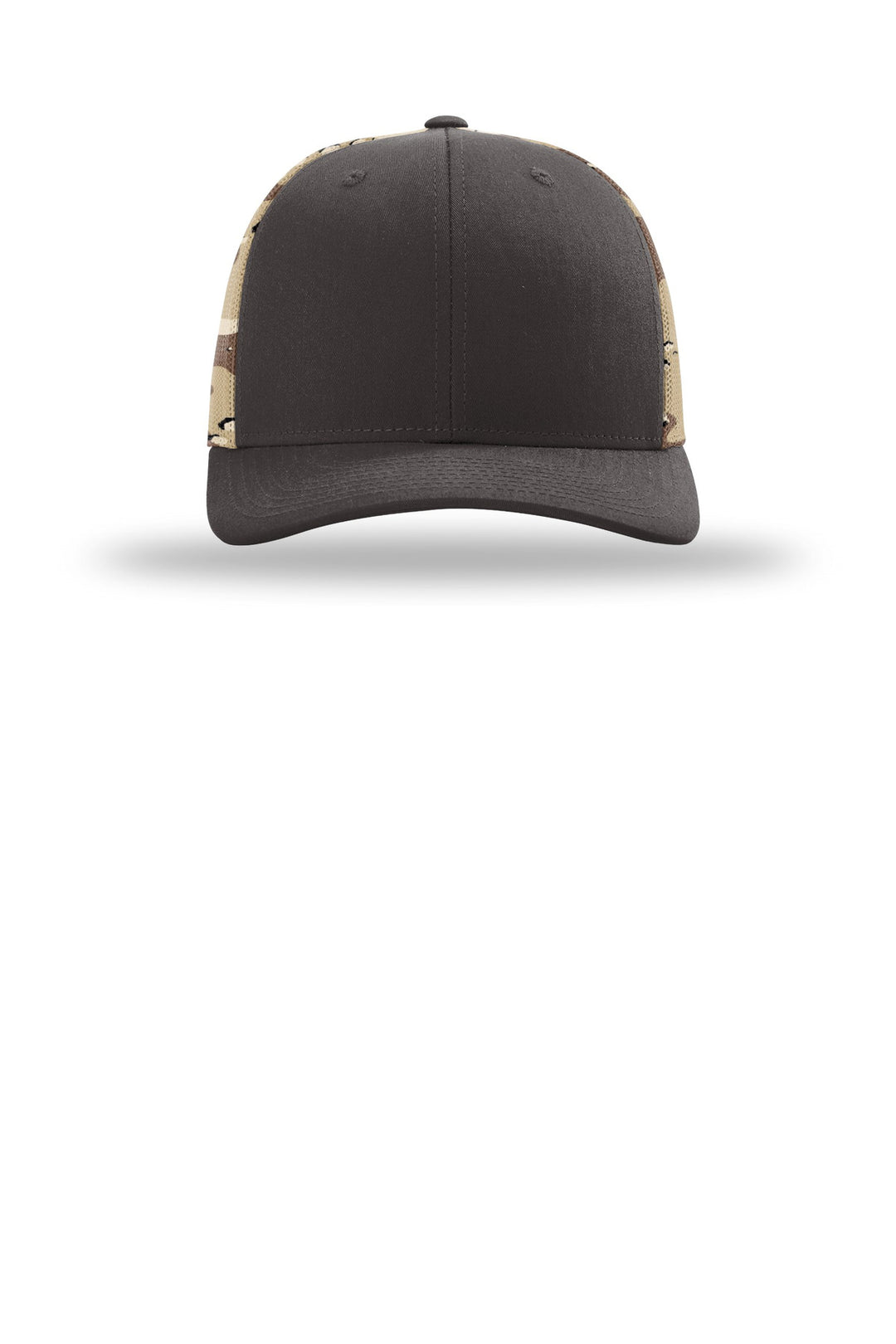 Richardson Printed Mesh Trucker 112PM — Brown/ Desert Camo — front